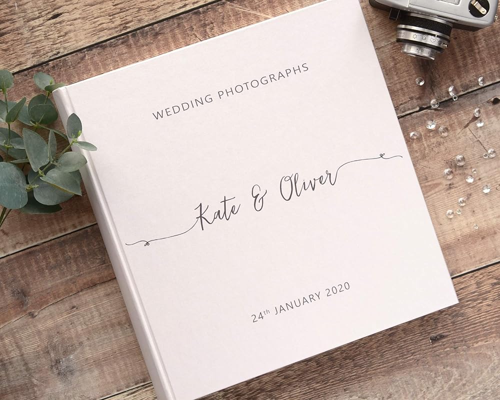 Personalised Wedding Photo Album. Modern Handwritten Font Design. 50