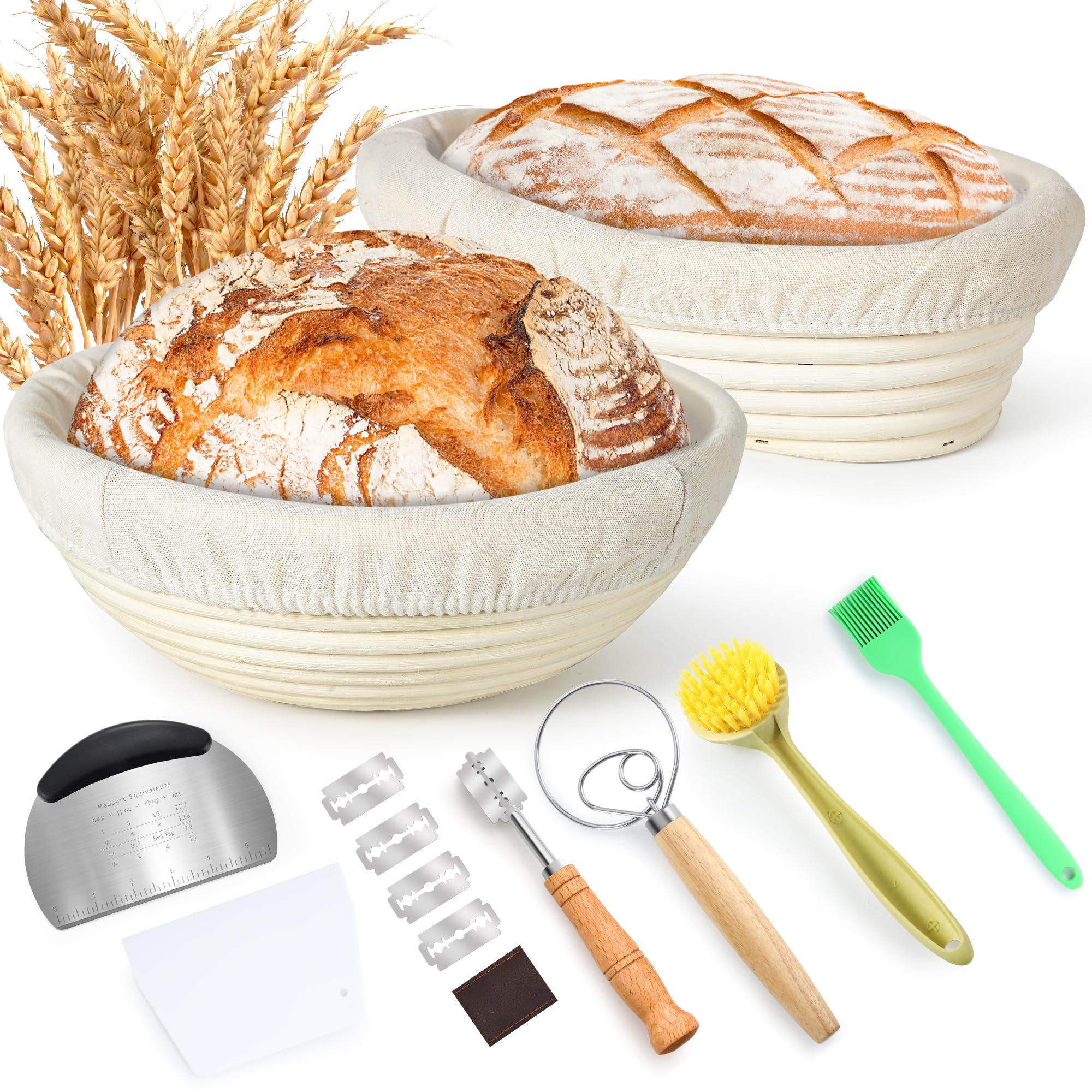 Set 6 Cestini Lievitazione Pane In Rattan - Banneton Ovale Con Tela Di Lino - Per Panificazione Domestica - Foto 7