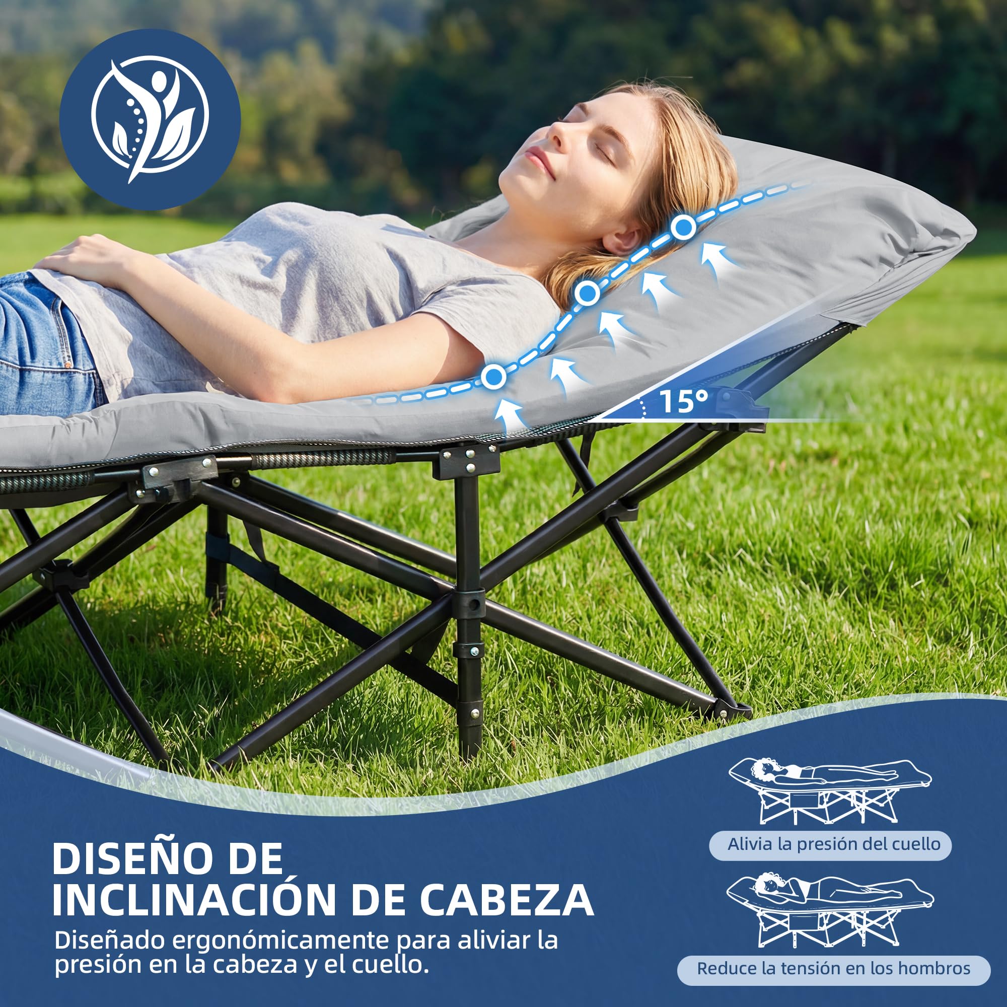 Palawano Cama de Camping Plegable para Adultos con Colchón, 190 x 71 cm, Cama Portátil de Acero con Tela Oxford 600D, con Bolsa de Transporte para Camping, Viaje, Invitados y Oficina