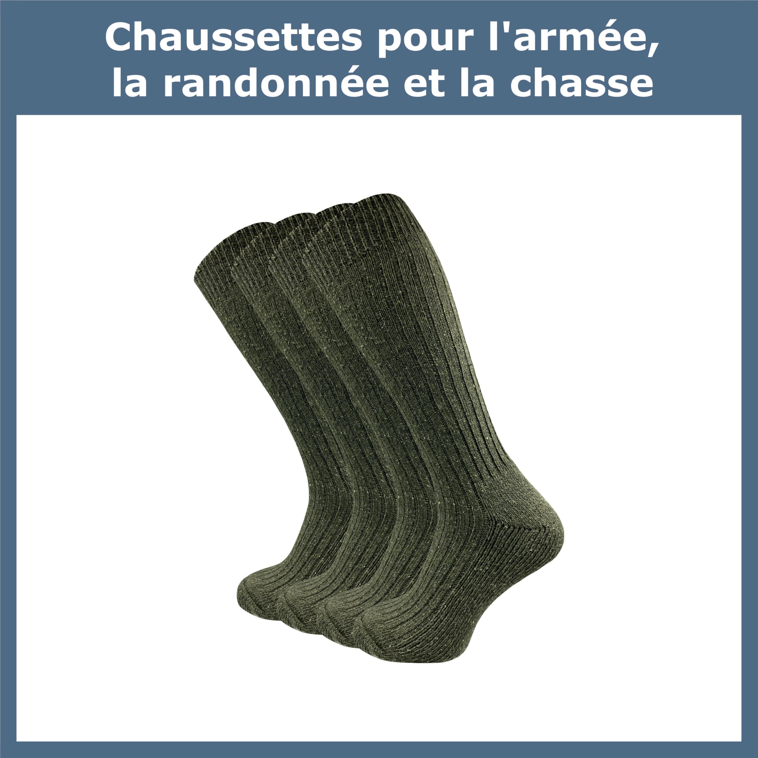 GAWILO Chaussettes militaires hautes homme (4 paires) – Chaussettes de chasse & armée – Longues & vertes