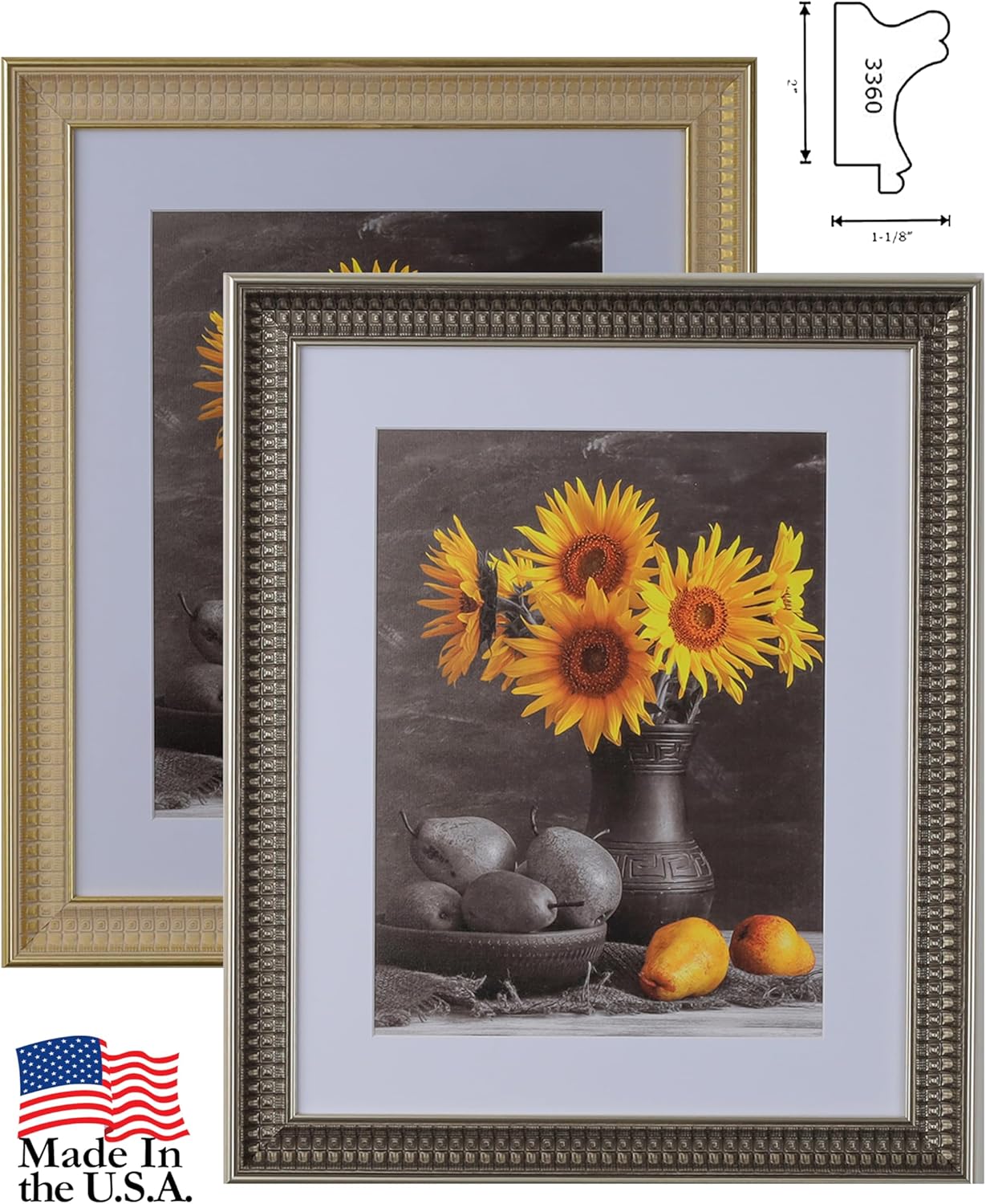 Picture Frames 8x8 Frames 2" 8x8 Poster Frame,8 x 8 Silver Picture Frame for Wall Mounting, Large Frame Ornate 8x 8 Canvas Oil Painting Frames Gothic Vintage Antique Luxury 3360 .Baroque Wood Alternative-Polystyrene for Photo,Diploma,Puzzle,TV