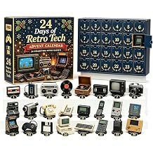 Retro Tech Advent Calendar 2026, Vintage Tech Miniature Decor Set, 24 Days of Nostalgia with 24 Unique Vintage Gadget Miniatures
