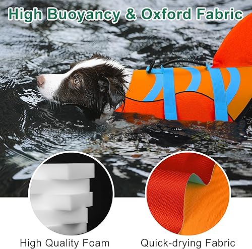 Miniatura 35 de Chaleco salvavidas de tiburón para perro, chaleco salvavidas ajustable para nadar con asa de rescate