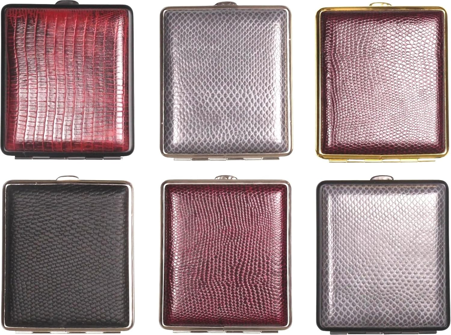 Cigarette Case 18 King Size / Metal Leather Look Lizard / 2 Sided / Elastic Band / Made in Germany / 6 Models (1)