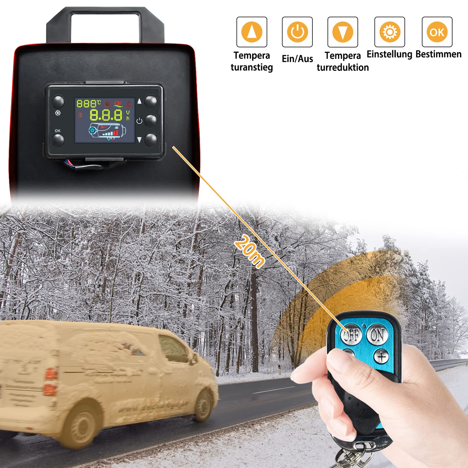 Produktbild von Diesel Standheizung Fesuda Standheizung Diesel,8KW 24V Luft Dieselheizung Standheizung Mit Fernbedienung & LCD-Bildschirm,Schnelles Aufheizen,Air Standheizung Für Auto LKW Wohnmobil Bus RV, Boote Standheizung Diesel 8kw