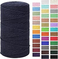 Vista 34 de Cordón de macramé de 1/8 pulgadas x 328 yardas Cuerda de macramé 100% algodón natural Cordón de algodón torcido de 4 hebras para manualidades