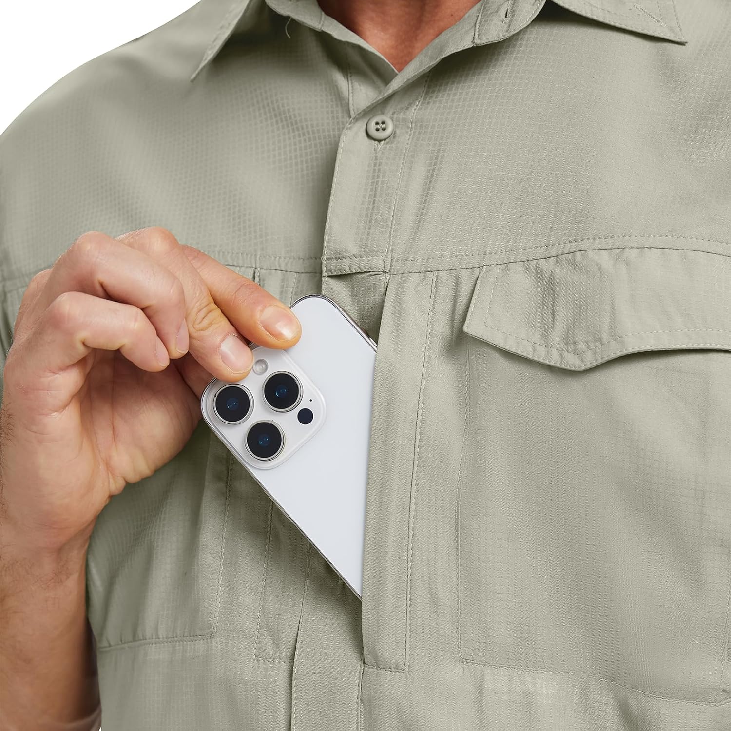 Men's Safari Hiking Fishing UPF 50+ UV Short Sleeve Button Shirt Lightweight Cooling Quick Dry Outdoor Sun Protection Shirts - Image 2