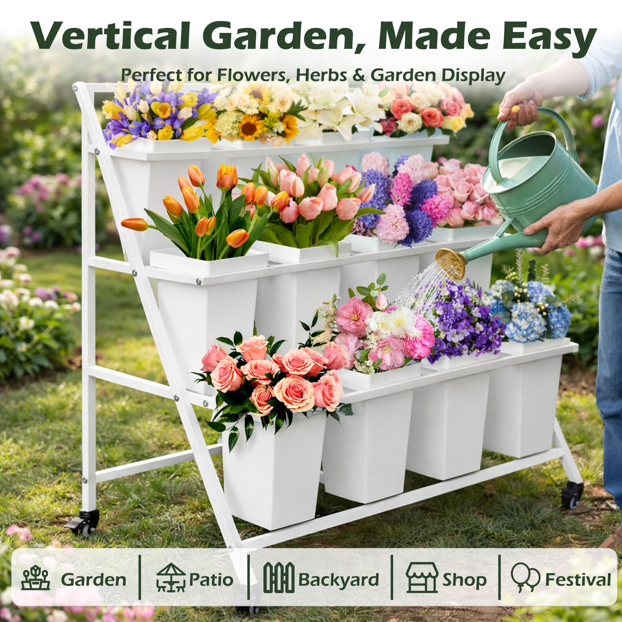 Amazon.com: PROLEE Flower Display Stand with 12 Buckets, Flower
