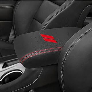 YOSRTER for Dodge Durango Accessories 2021 2022 2023 2024 2025 Center Console Armrest Cover Interior Box Anti-Scratch Leather Central Armrest Decoration (Red Stitches)