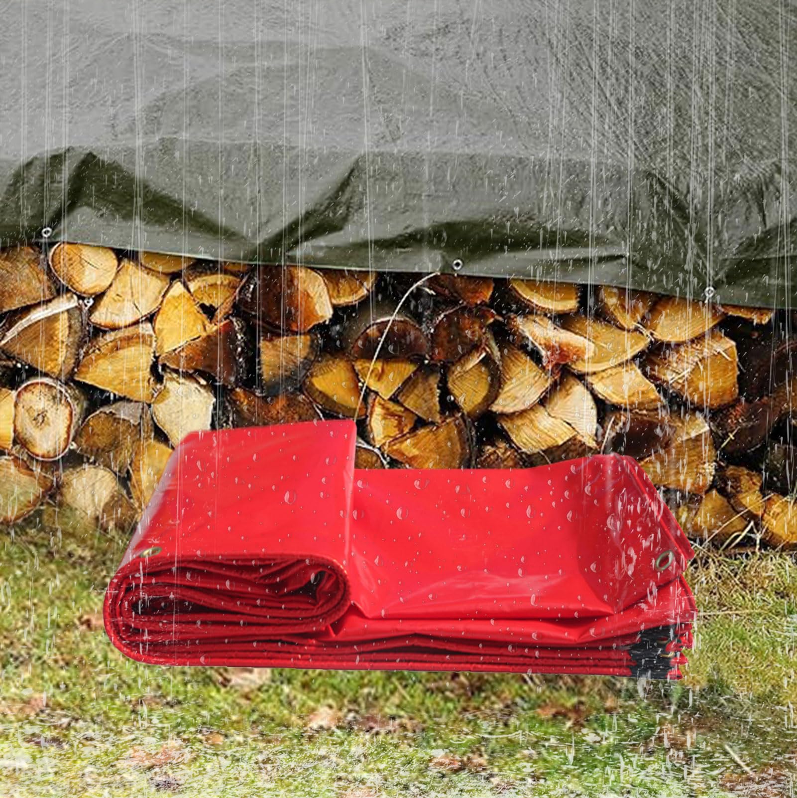 Bâche imperméable de qualité supérieure 400 g/m² - Bâche de construction robuste et bâche de sol multifonction pour camping (x 15 m, rouge) - Idéale pour le jardin en fourrure et l'extérieur