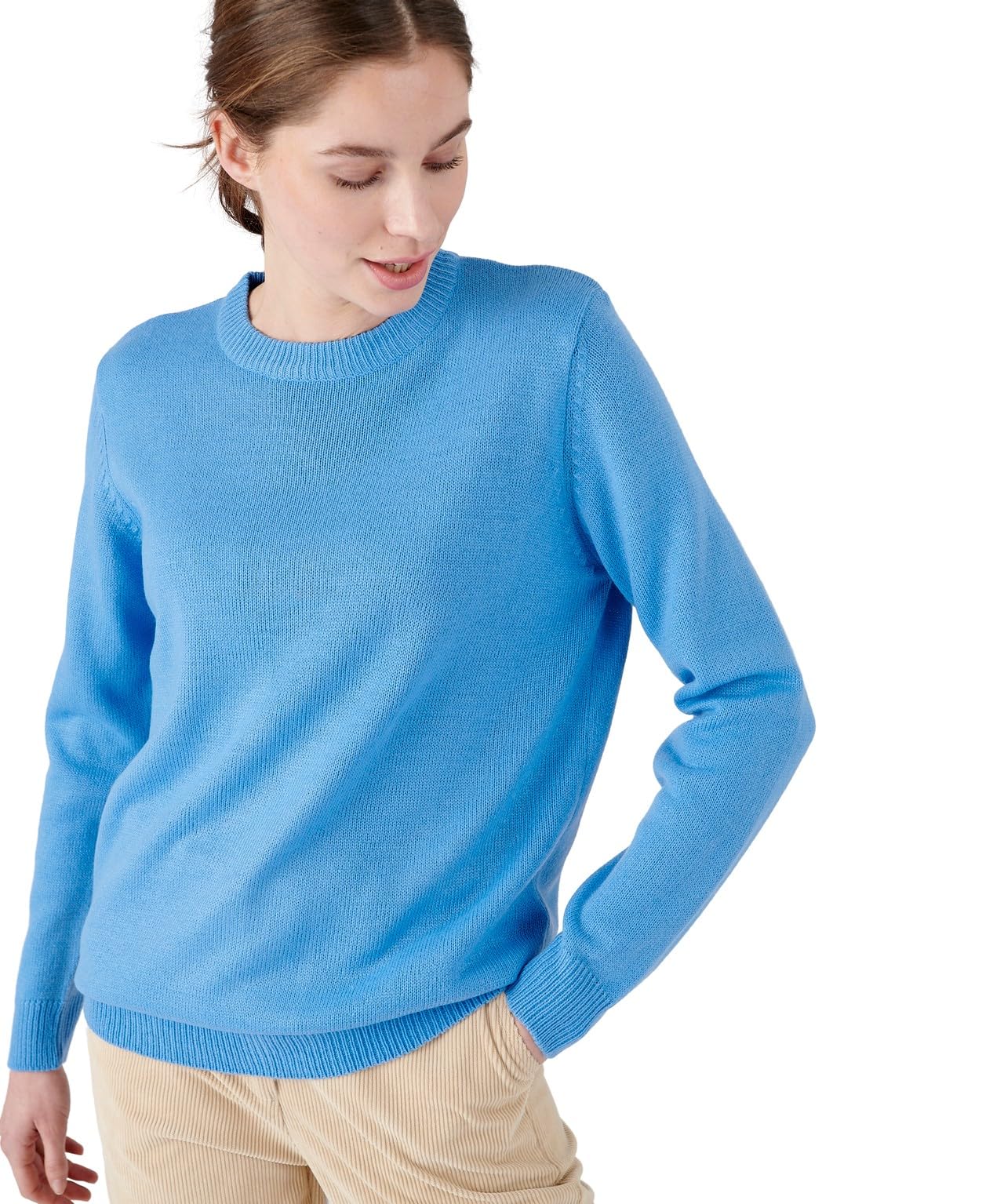 Damart Crew-Neck Sweater Women Round Neck Long Sleeves Blue