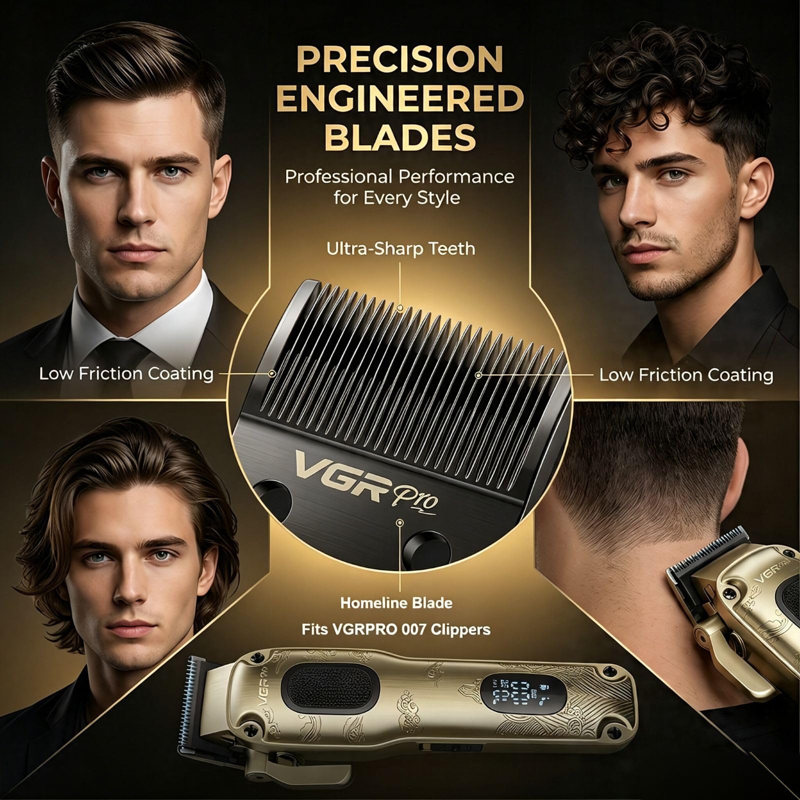 VGRPRO Professioneller Haarschneider und Trimmer für Herren im Bundle mit Ersatzklingenset, 7000 U/min Barber Grooming Kit für Haarschnitte, Barttrimmen, Zuhause und Salon