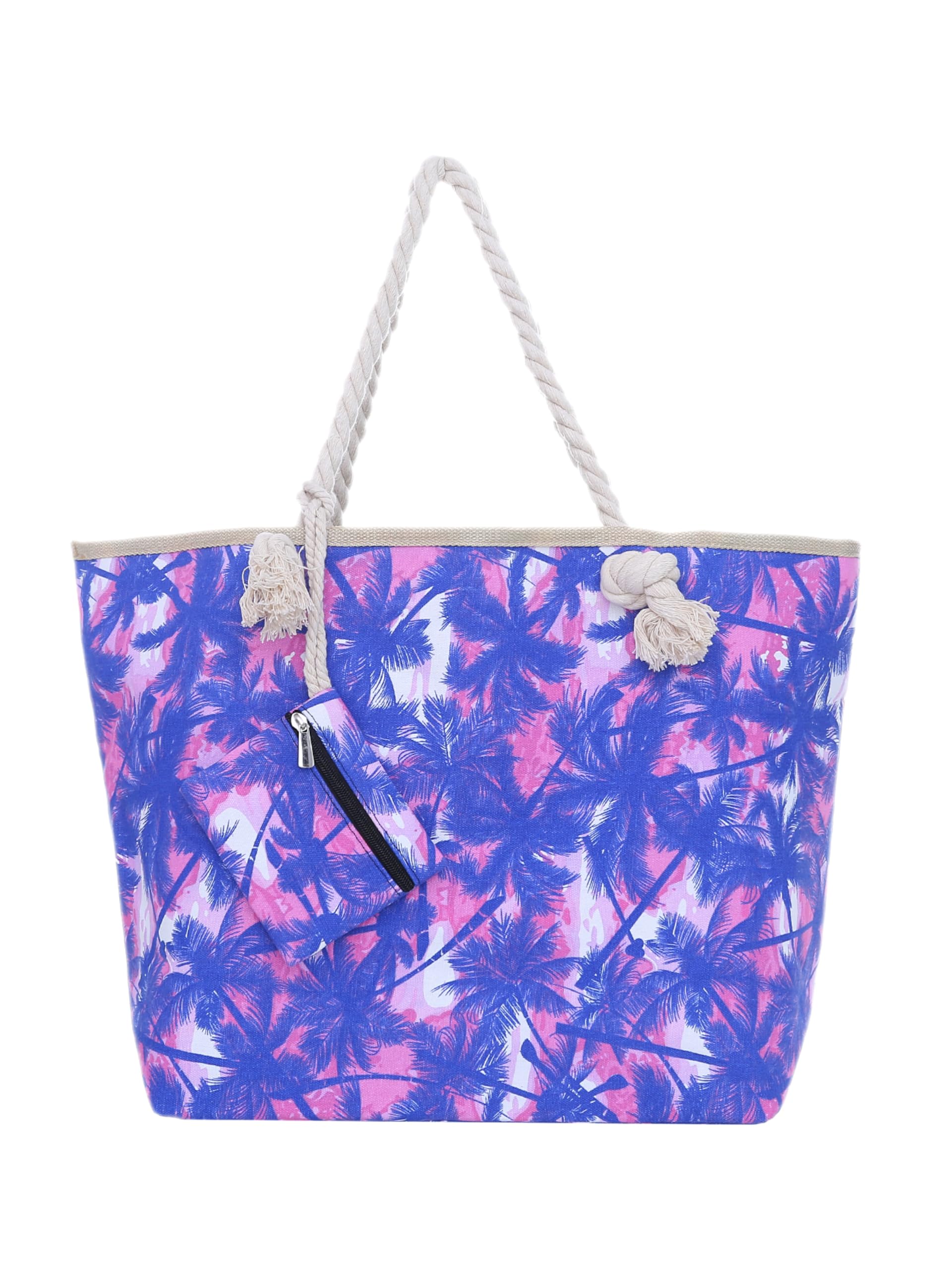 DonDon Strandtasche XXL mit Reißverschluss - Umhängetasche Damen, Shopper Tasche Damen im Beach Look mit Schulterriemen - Urlaub Must Haves Beach bag