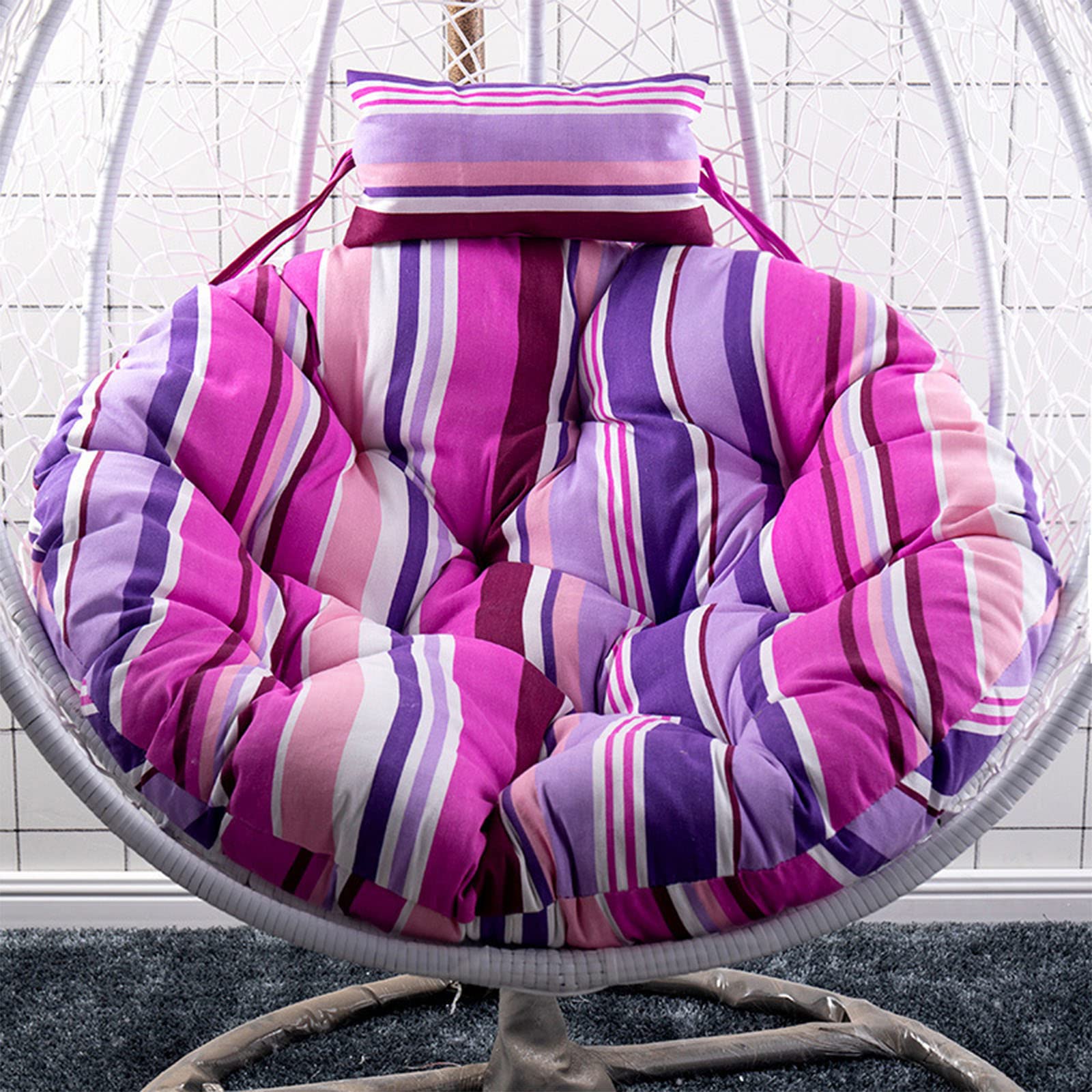 UGZXCVBN Egg Chair Cushion, Egg Chair Hanging Swing Cushion With Pillow Washable Floral Multicolor 105/120 cm(D,120cm)