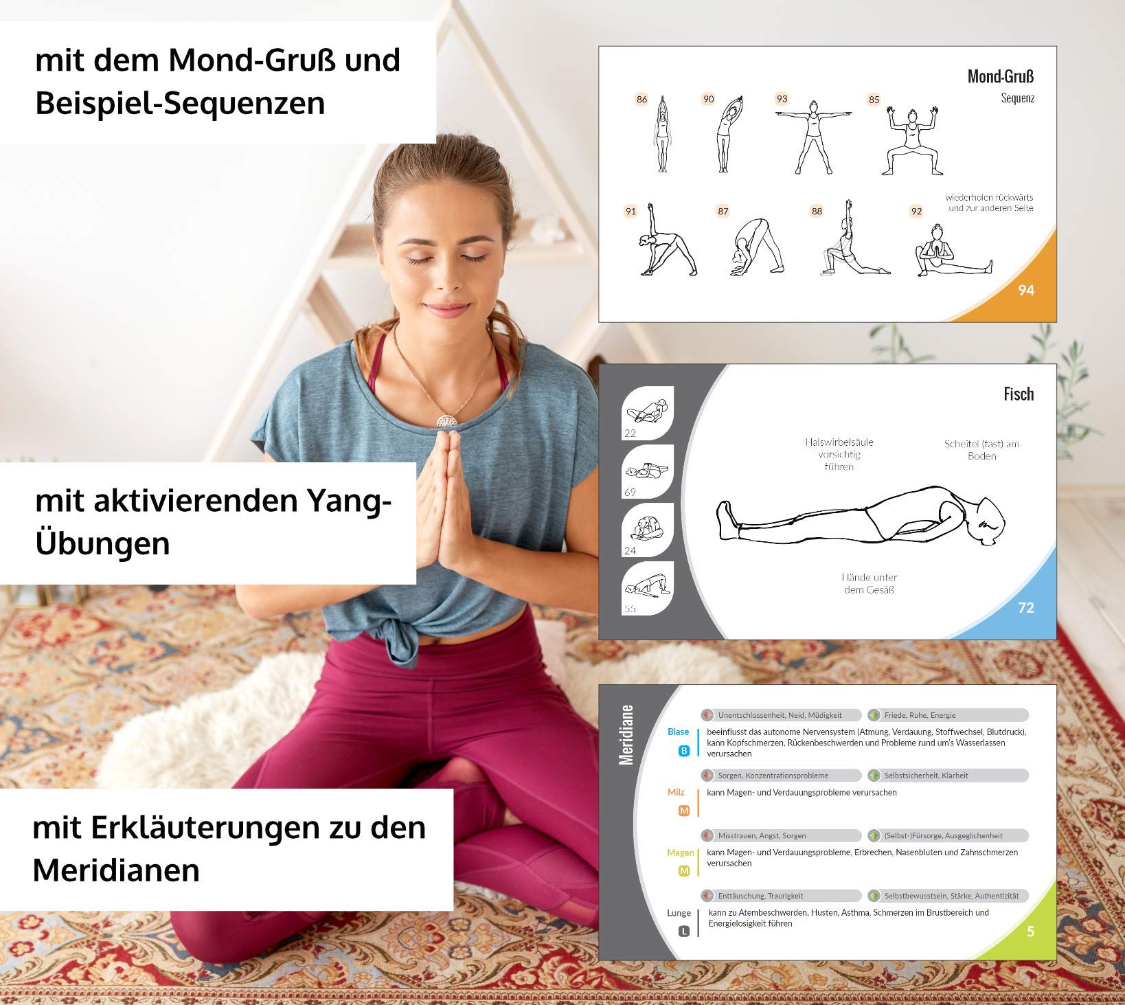 Yin Yoga Übungskarten, sanftes Yoga, für Anfänger und Fortgeschrittene, mit 70 Yogaübungen, Yogabox (in Neuer Verpackung)