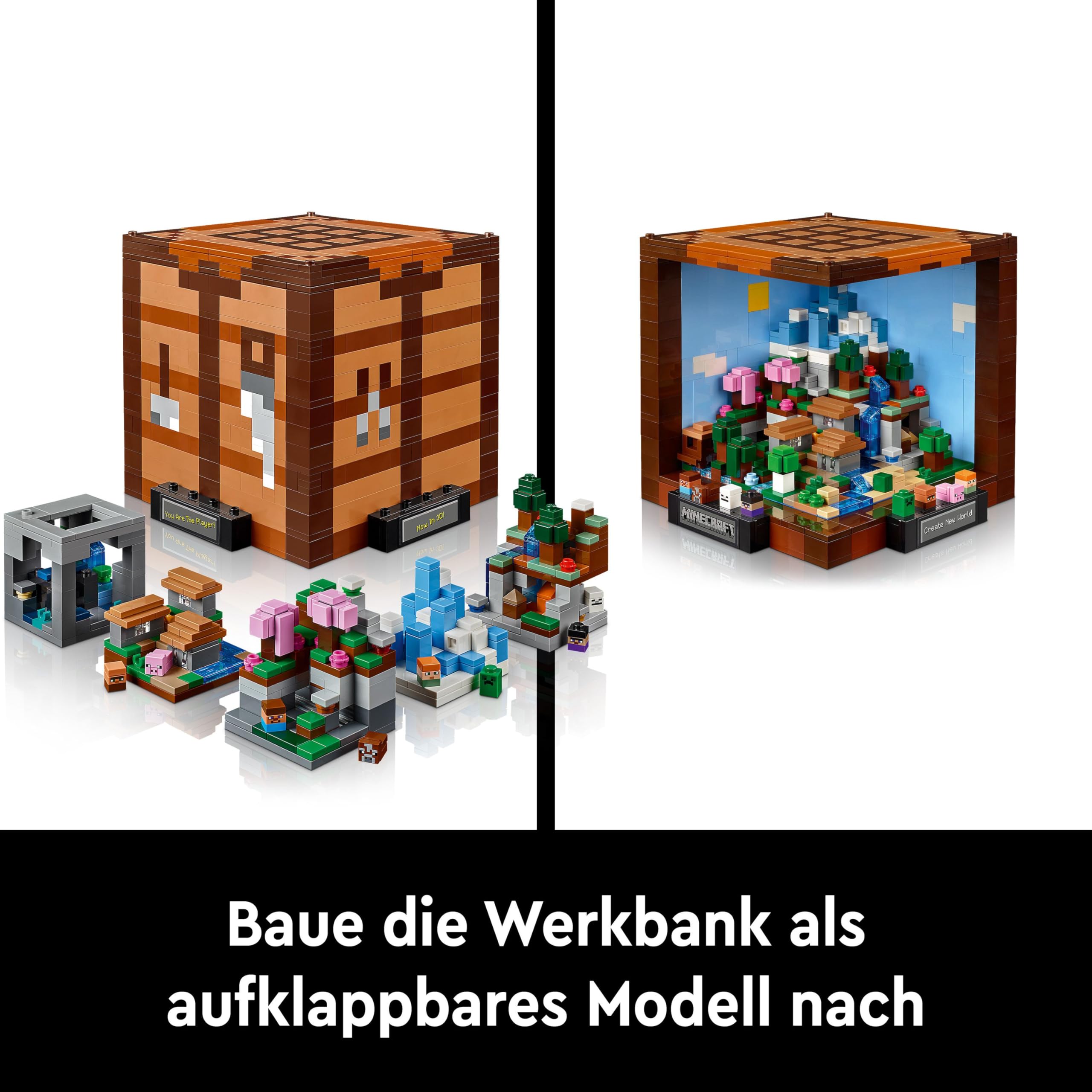 LEGO Minecraft Die Werkbank - Set zum Bauen und Ausstellen für Erwachsene - Mit 8 Figuren, darunter Steve, Alex und Mobs - DIY Deko fürs Wohnzimmer - Minecraft Geschenk für Erwachsene - 21265