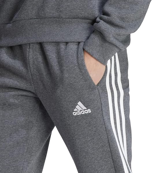 adidas Essentials Fleece Tapered Cuff 3-Stripes Pants - Pantaloni Uomo Felpati - 5