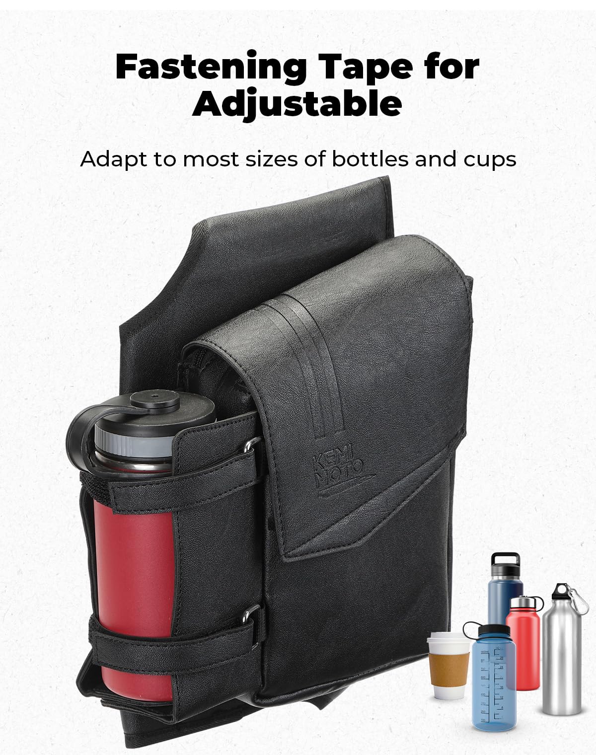 KEMIMOTO Borsa laterale di protezione, organizer con portabottiglie in ecopelle, compatibile con modelli Touring Road King Electra Glide Road Glide Sinistra, Destra