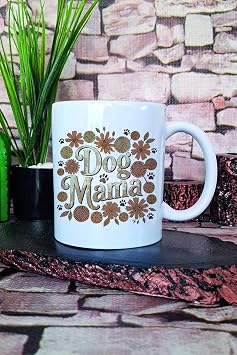 Boho Dog Mama Floral Bask l  Bohem K pek Annesi  i ekli Hediye Bask l  Kupa Bardak, QBM5764