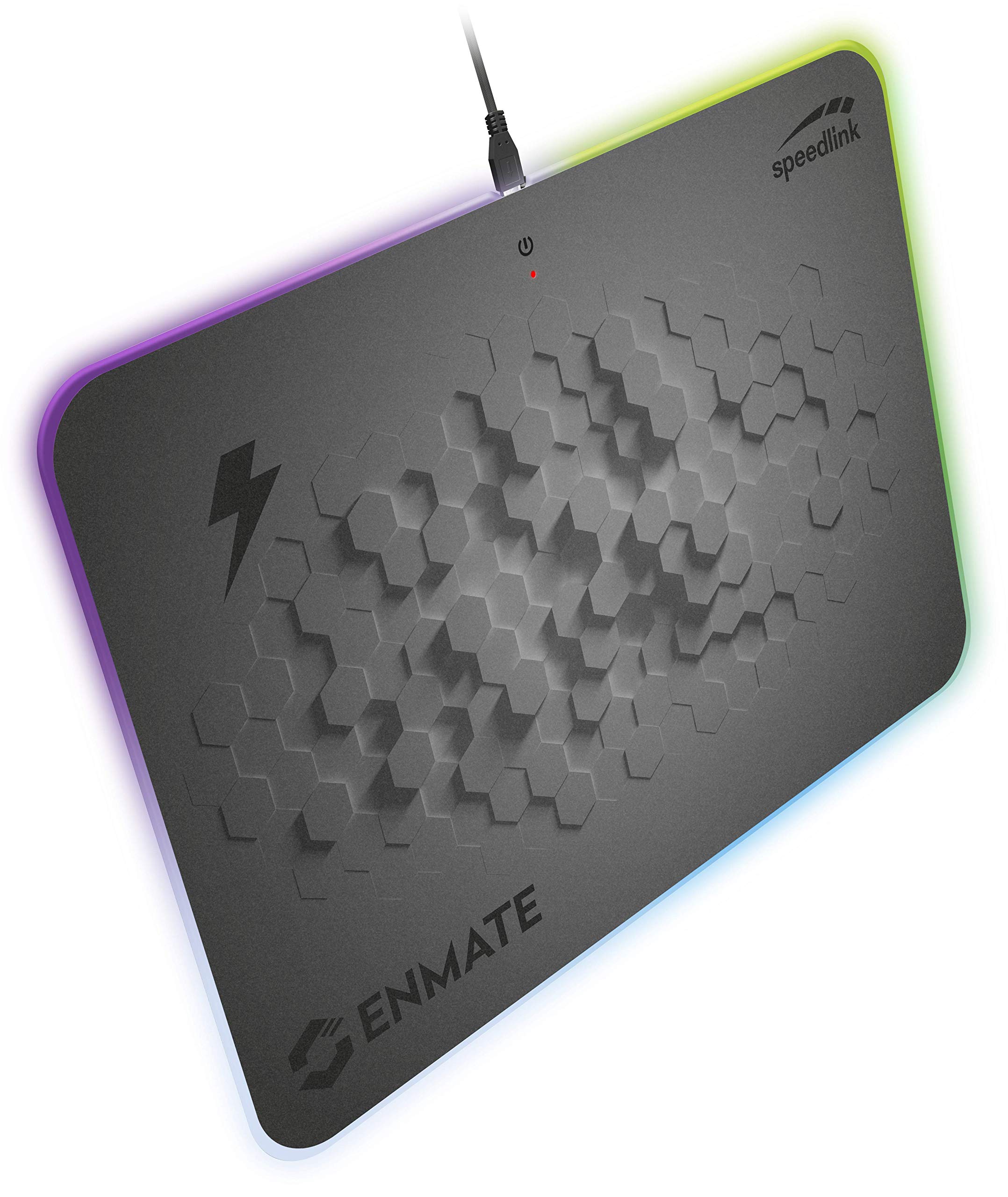 Speedlink Enmate RGB Charging Mousepad – Tappetino per mouse da gioco con funzione di ricarica a induzione, grigio