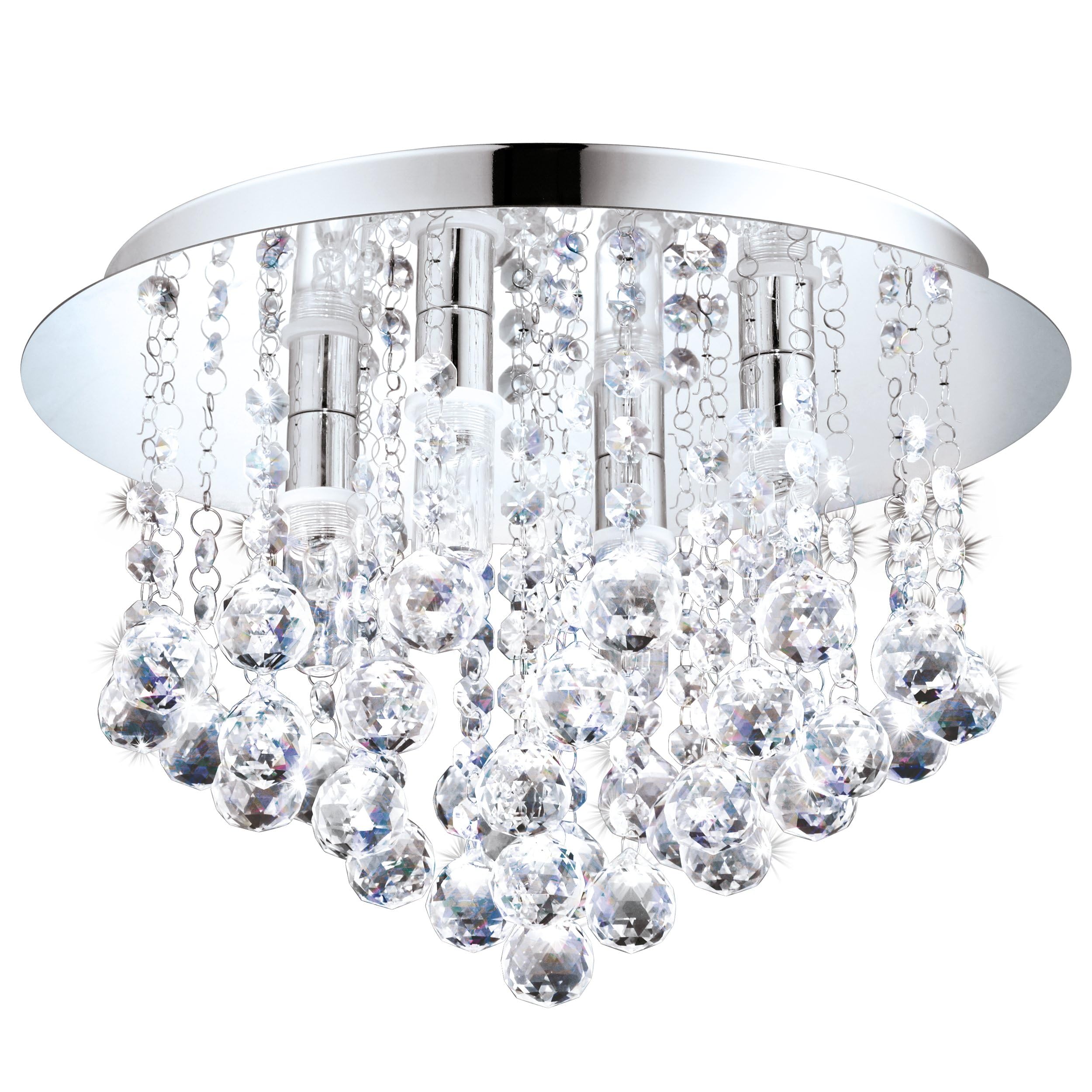 Bathroom Light Silver Almonte 4 LED IP44 Round Crystals Chrome Eglo 94878
