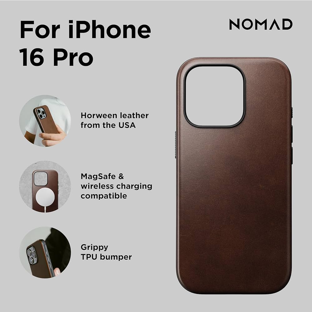 iPhoneアクセサリー NOMAD MODERN CASE iPhone 16Pro BROWN Amazon.com: NOMAD Modern iPhone 16 Pro Leather Case Rustic Brown