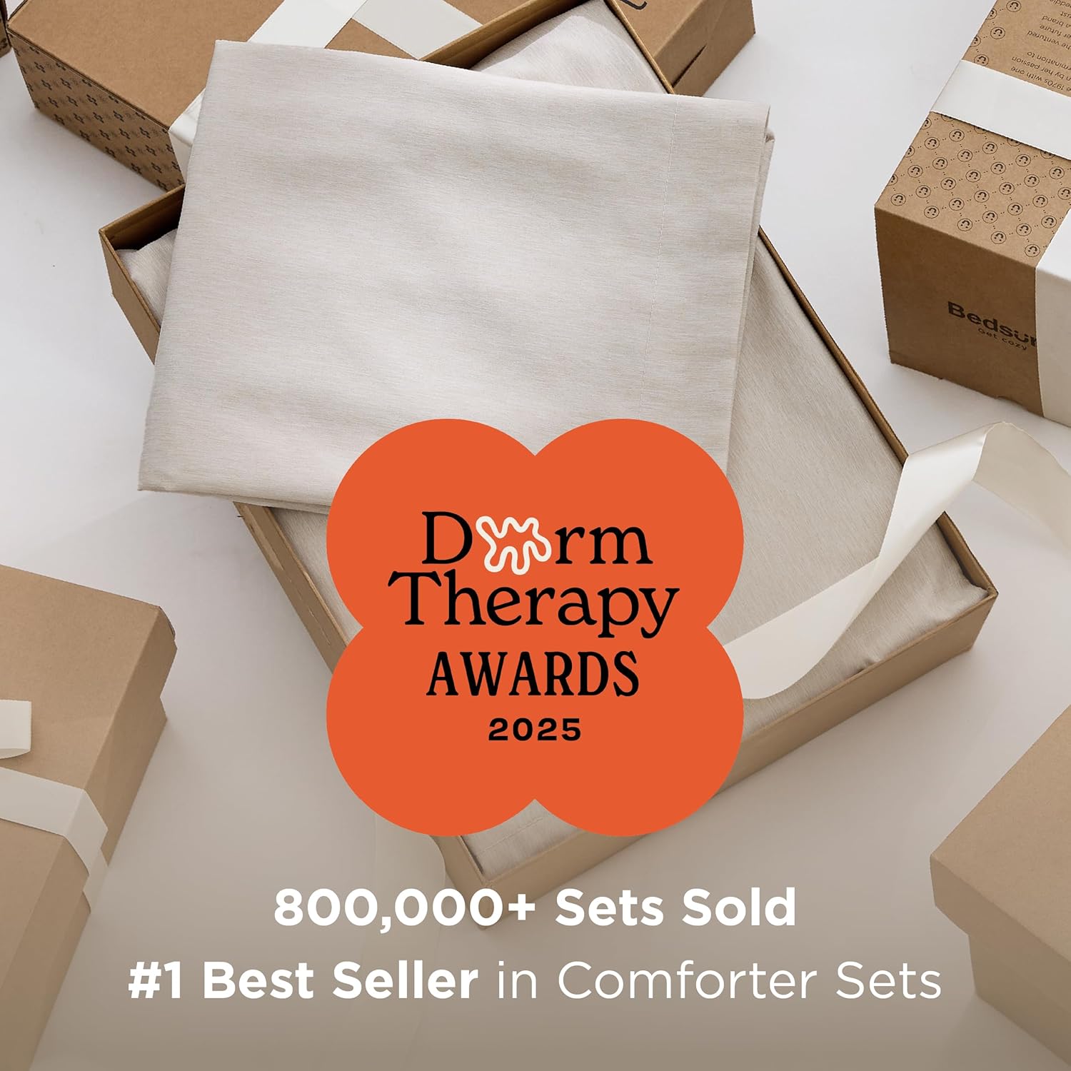 Bedsure king Comforter  - Beige Soft Bedding for All Seasons, Cationic Dyed King Size Comforter 120x98