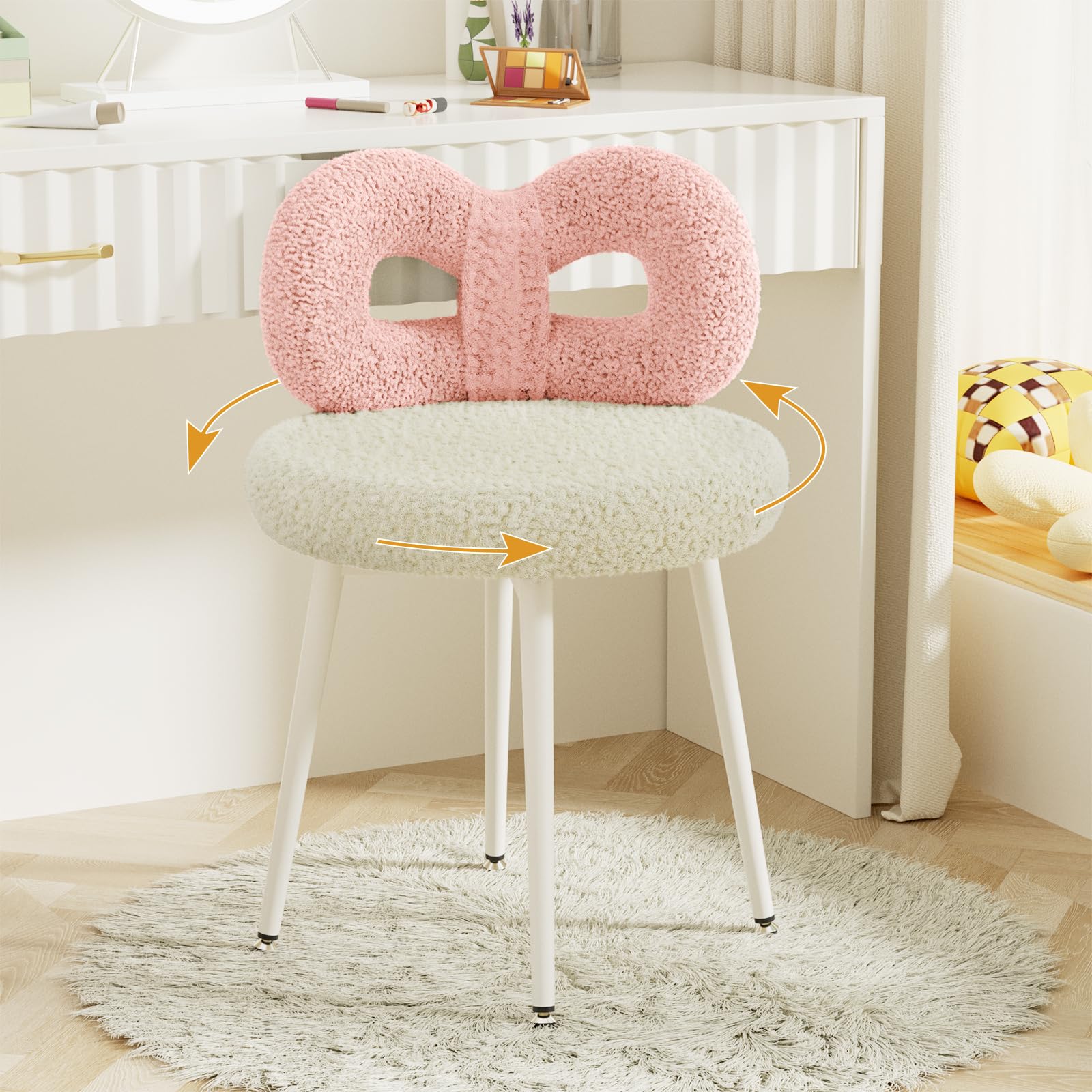 Silla de maquillaje giratoria cómoda para dormitorio y mesa de escritorio moderna