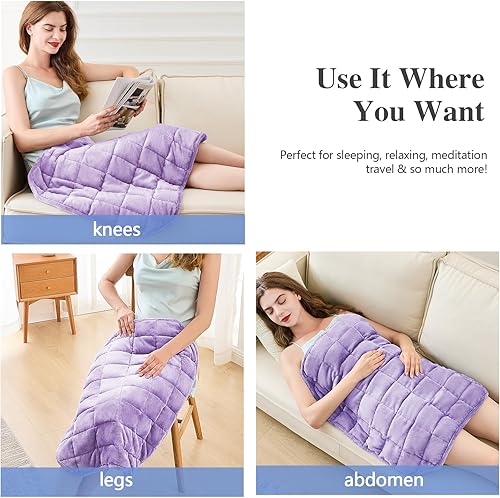 Miniatura 10 de CYMULA Manta con peso de franela para adultos manta pesada de forro polar Sherpa de 60 x 80 pulgadas, manta suave transpirable de 20 libras, tamaño