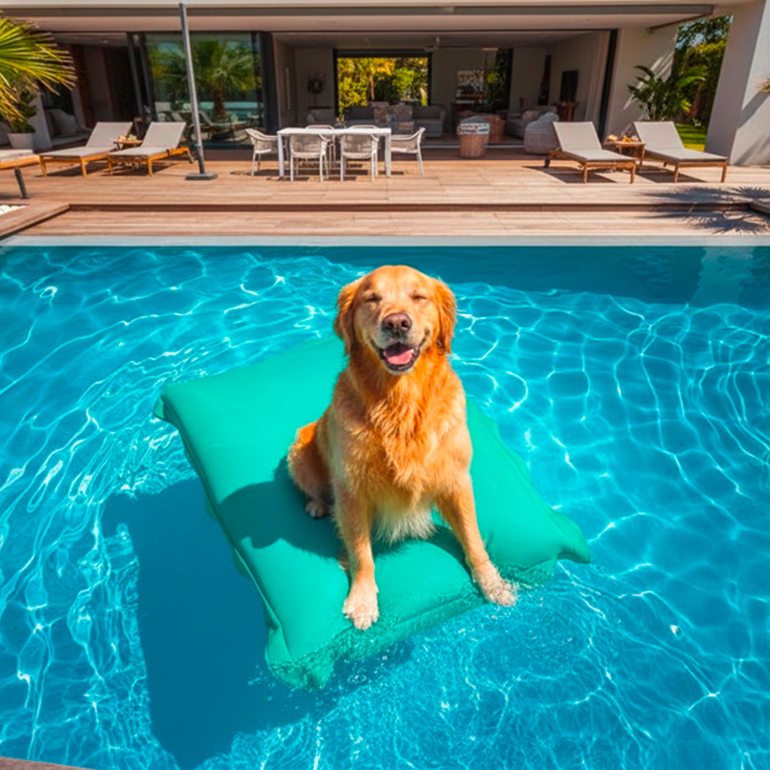 LiveDeco - Puf Gigante XXL Desmontable, Flotante para Piscina, Turquesa Pool BiG52
