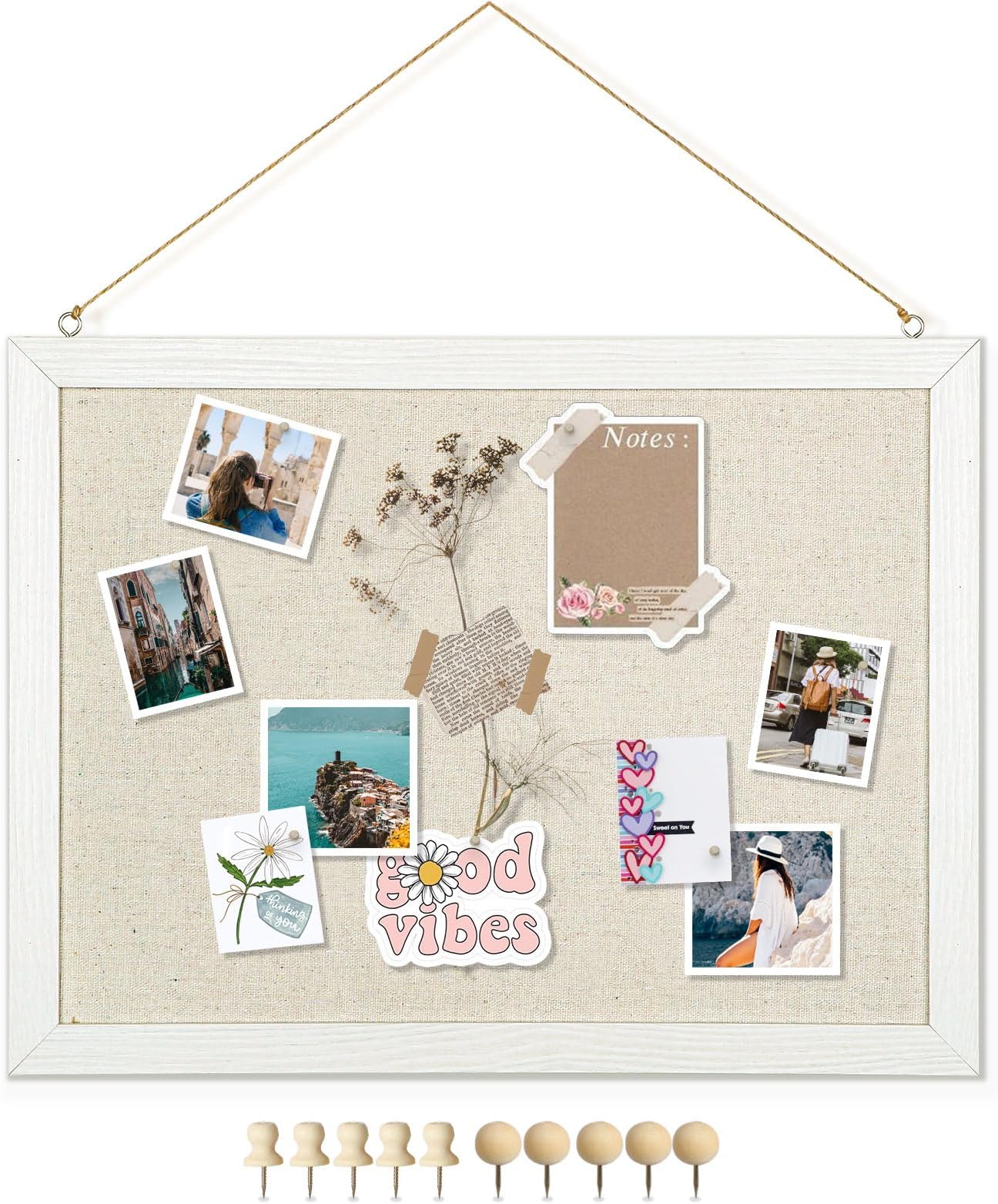 INNOVART White Cork Bulletin Board 24" X 18" with 10 Push