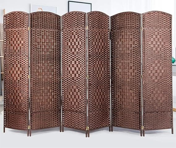 Duraspace 6 Panels Room Divider 6 FT Tall Weave Fiber Freestanding Double Hinged Extra Wide Folding Screen for Patio Privacy (Brown) Duraspace 6 Panels Room Divider 6 FT Tall Weave Fiber Freestanding Double Hinged Extra Wide Folding Screen for Patio Privacy (Brown)