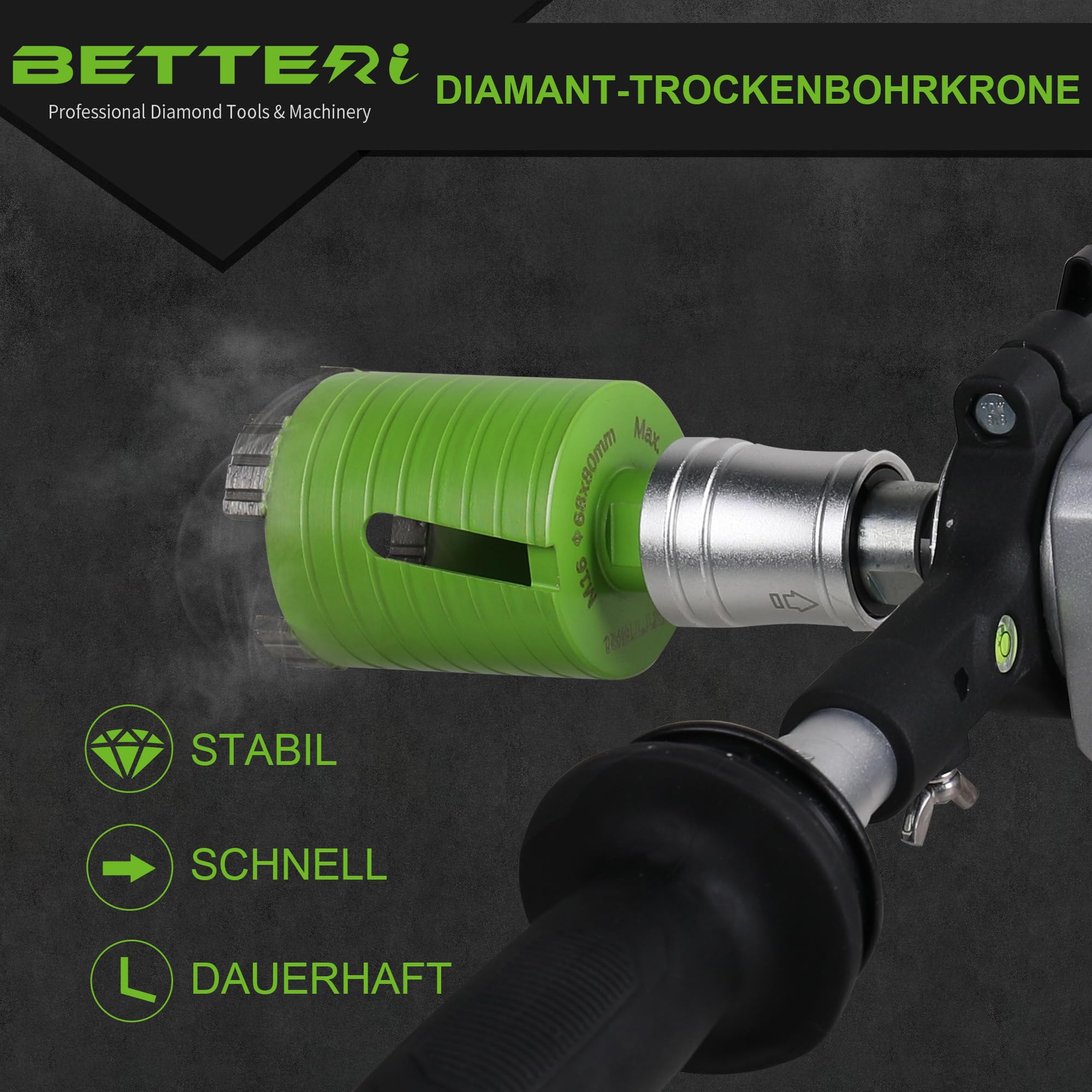 Diamant Bohrkrone Beton 68 mm, Dosenbohrer 68mm Mauerwerk mit Zentrierbohrer 8x120 mm, SDS-plus Adapter, Diamant Kernbohrer 68 für Stein Beton Ziegel Putz