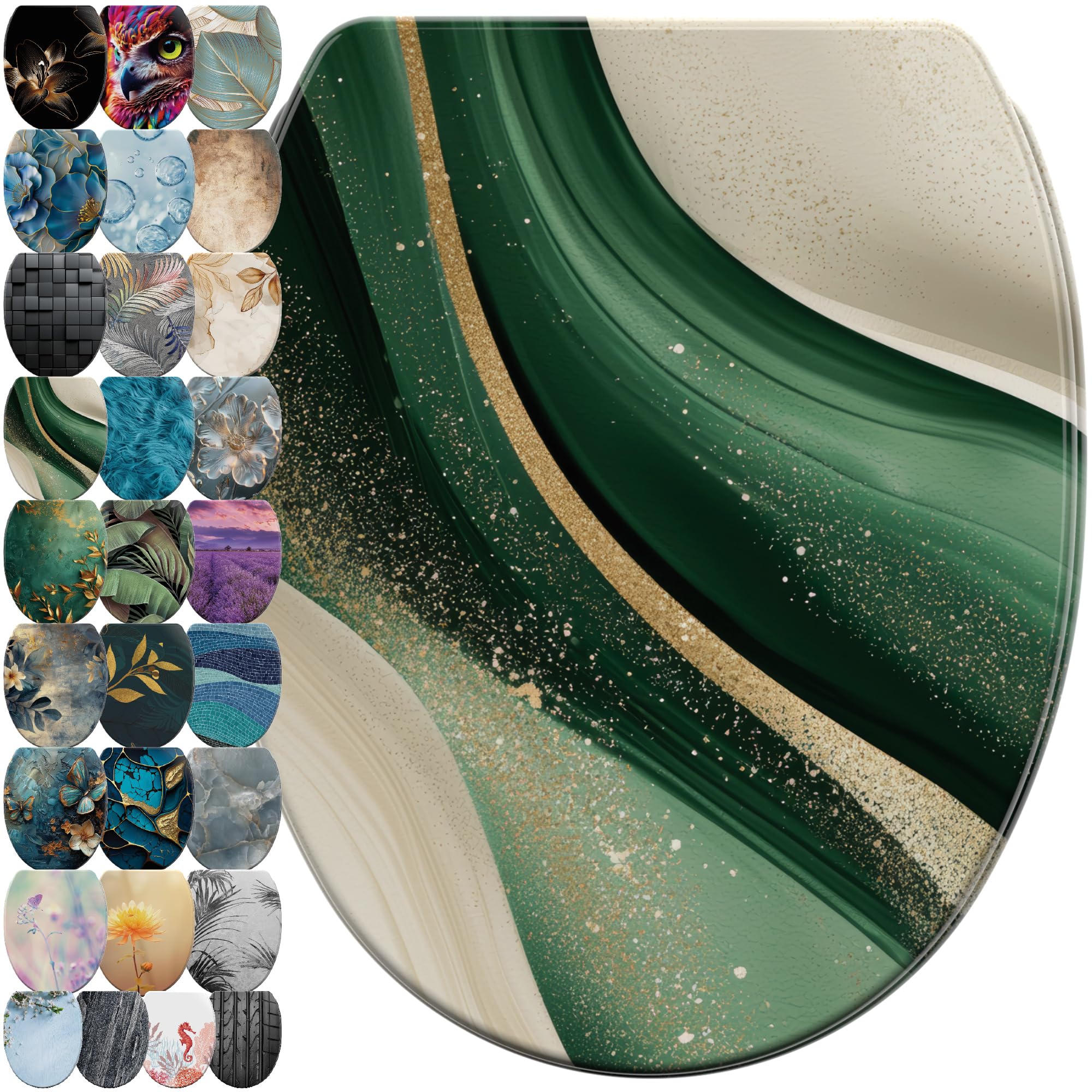 Sanilo Soft Close Toilet Seat with Quick Release, Toilet Lid Detachable at the Press of a Button, Easy Installation from Above (Flow)