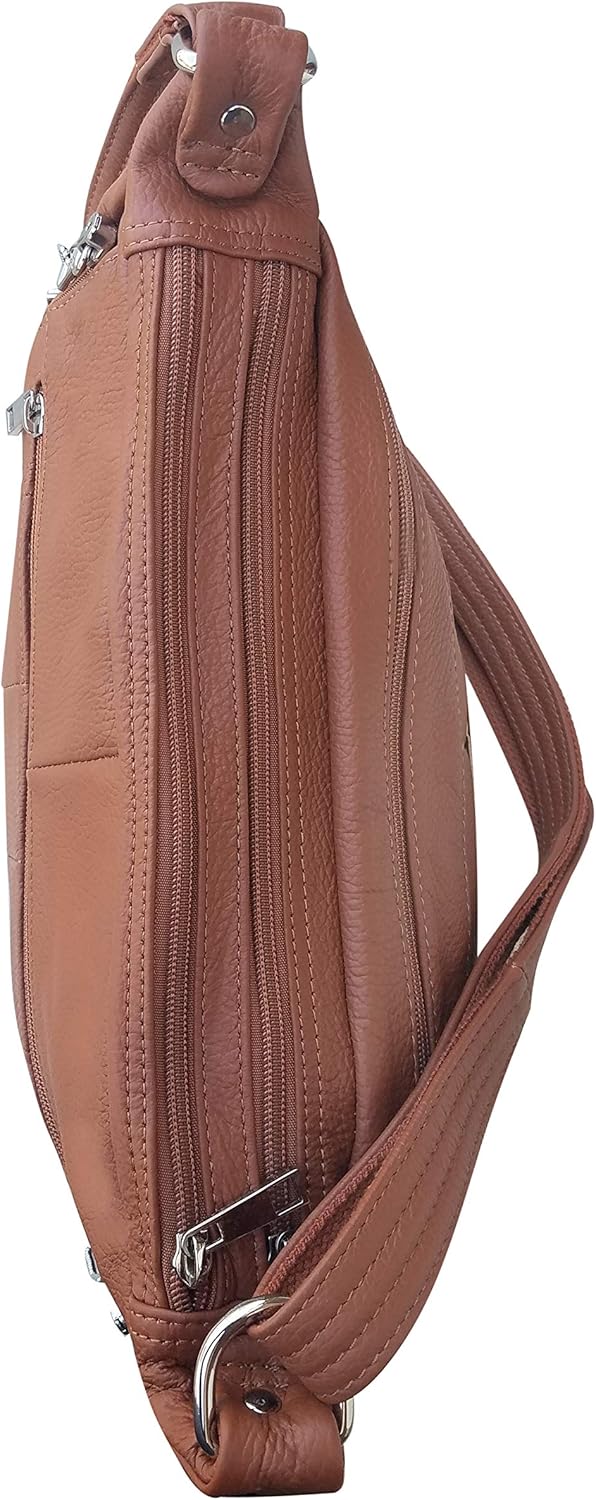 Leather Concealed Carry Crossbody Purse - YKK Locking CCW Ambidextrous Gun Bag Roma 7082 - Image 4