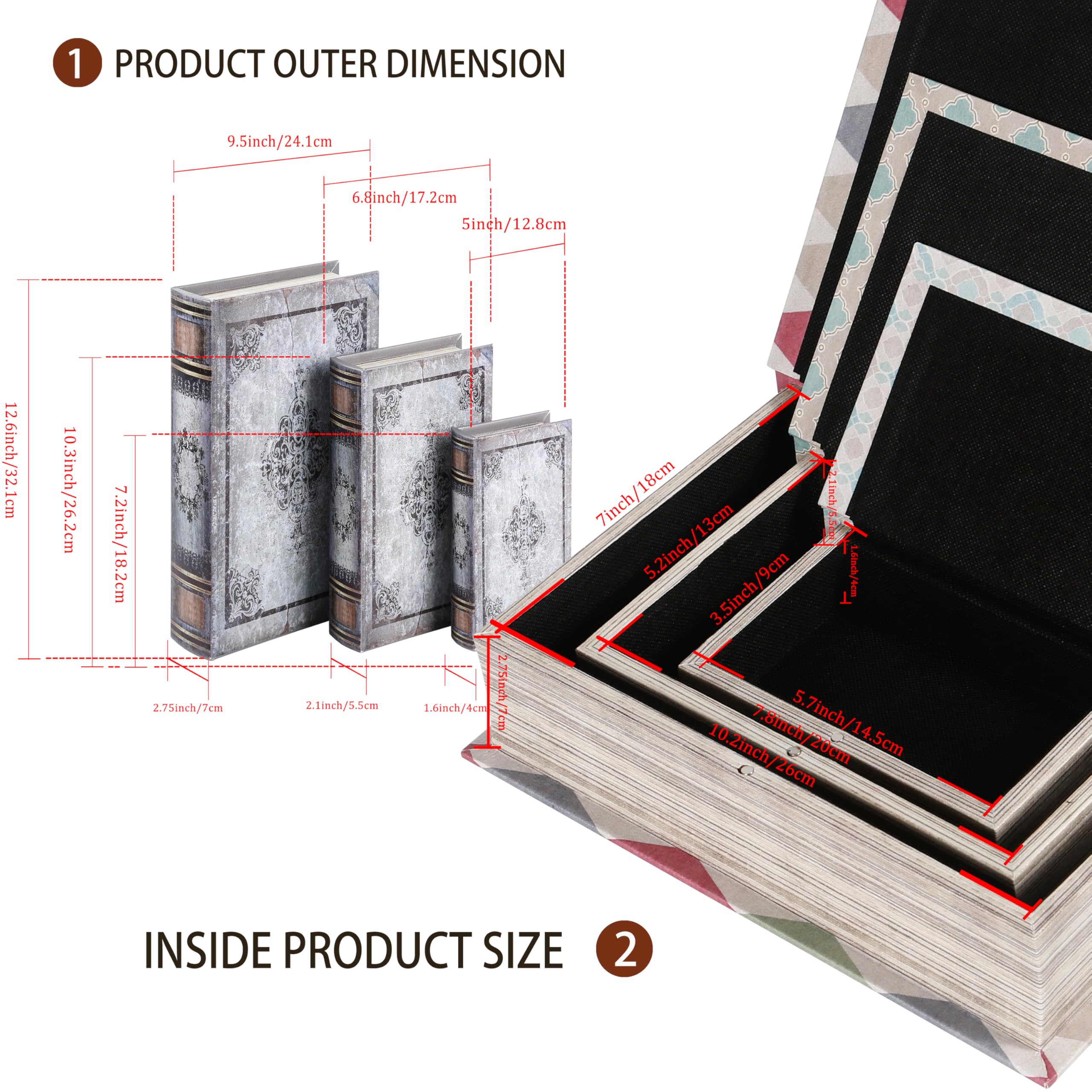 Amazon.com: XIAOAIKA Wooden Book Box Set of 3 with Magnetic
