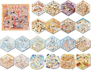 Girls 3D Miniature Scene Stickers, 20 Sets DIY House Stickers, DIY Sticker Scene, Cute 3D Cartoon Sticker Scenes for Adult Kids Relief Stress Pass The Time