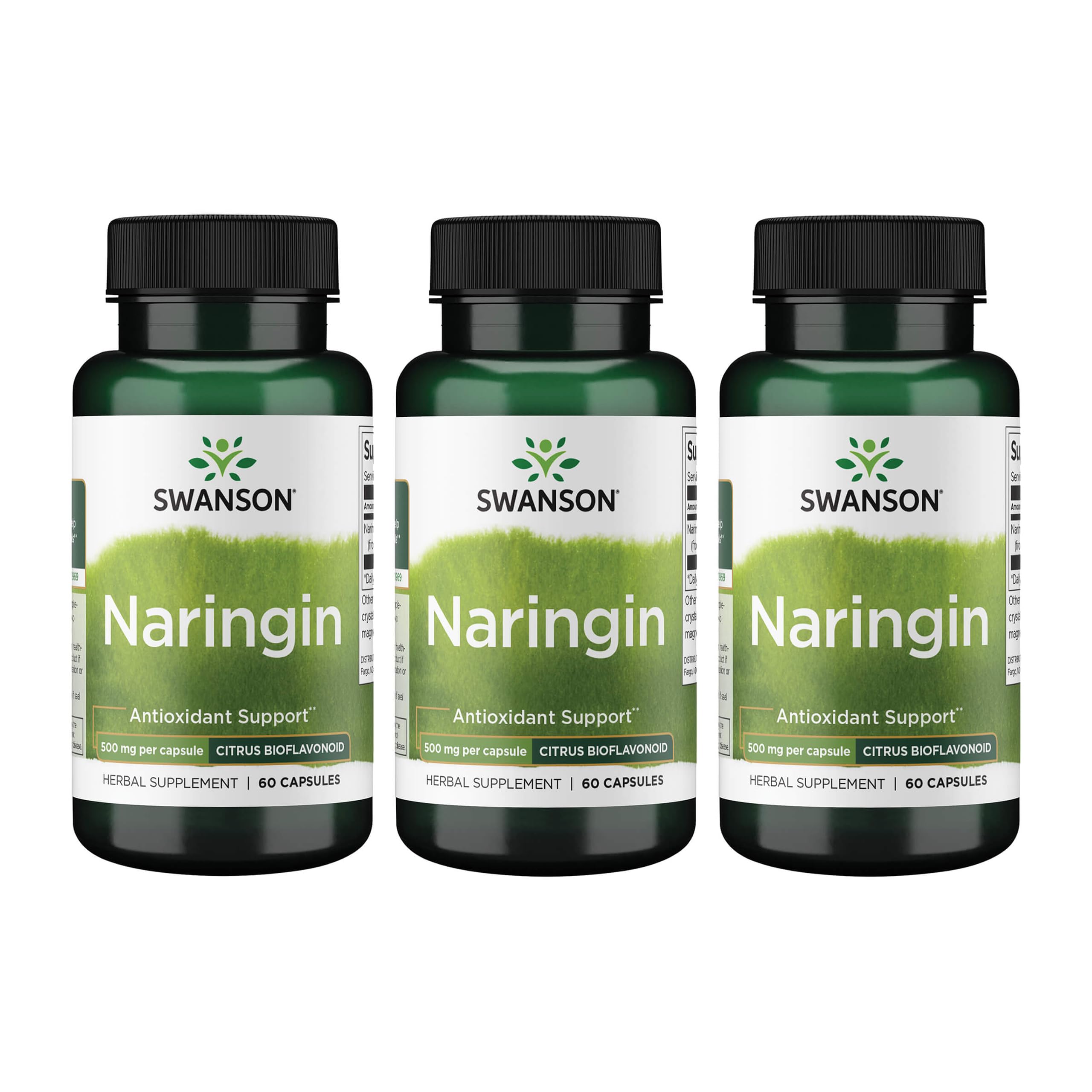 Swanson Naringin Citrus Bioflavonoid Antioxidant, 500 mg, 60 Caps, 3 Pack 60 Count (Pack of 3)