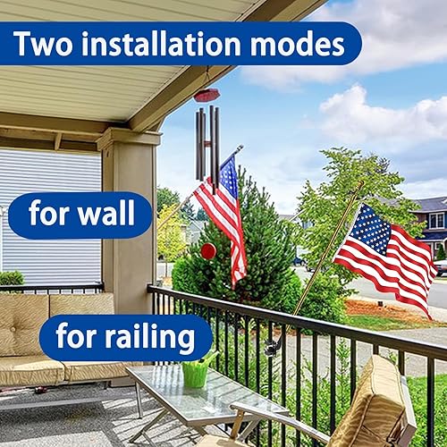 Miniatura 4 de Soporte para asta de bandera sin perforación, apto para barandilla de balcón, soporte para asta de bandera perfecto para porche y valla, se adapta a
