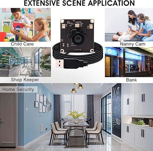 Miniatura 6 de Módulo de cámara USB de gran angular de 13 MP con micrófono para computadora 100 grados sin distorsión lente cámara web mini UVC USB2.0 PC cámara