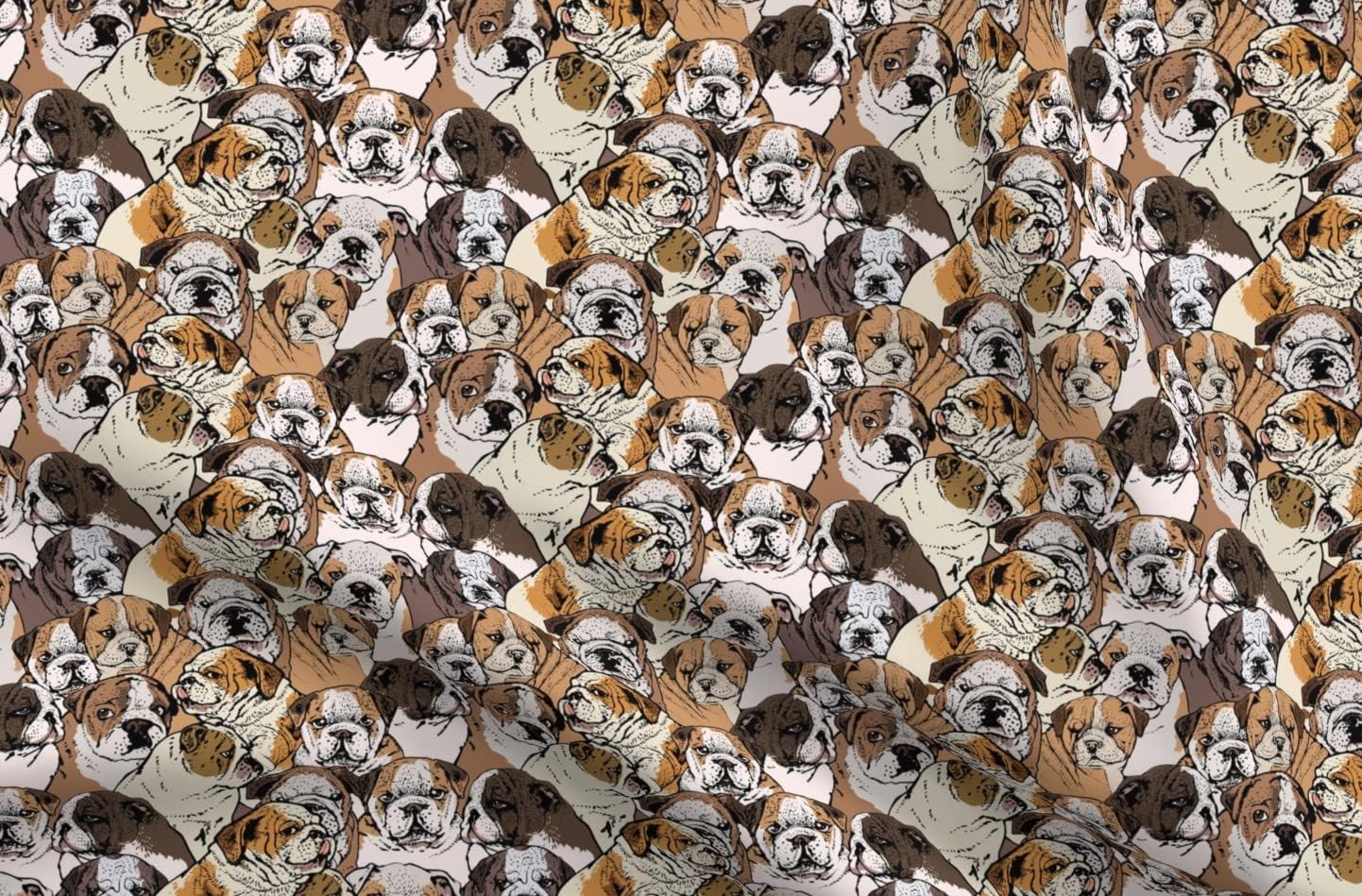 Spoonflower Fabric - English Bulldog Bulldogs Pattern Puppy Animal Printed on Minky Fabric by The Yard - Sewing Baby Blankets Quilt Backing Plush