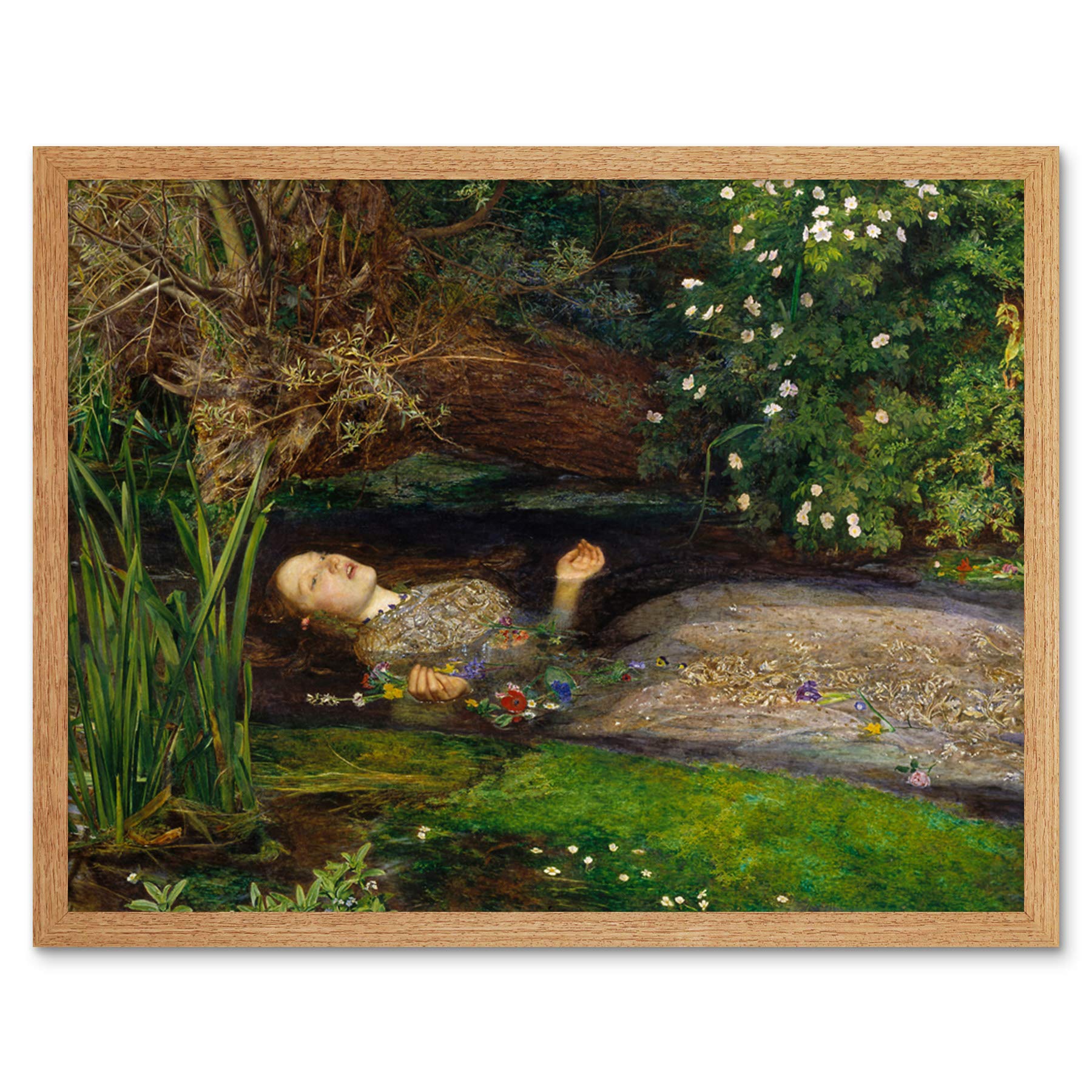 John Everett Millais Ophelia Cropped Art Print Framed Poster Wall Decor 12x16 inch