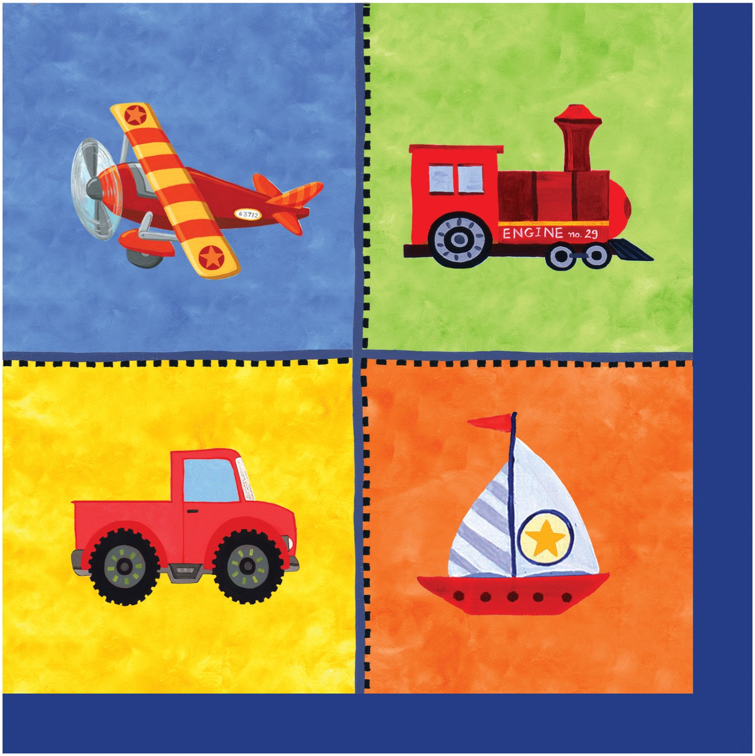 Creative Converting On The Go Plane Train Boat Truck 3-Ply Beverage Napkins 16-Piece