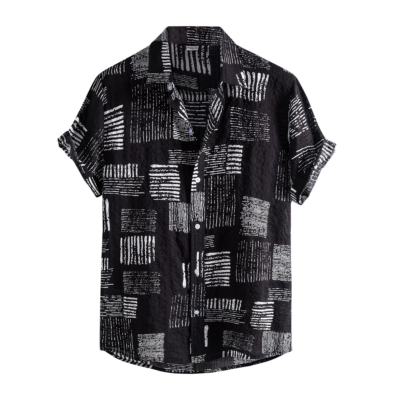riou Camisa Hawaiana Hombre Manga Corta Estampada Funky Camisas Algodón Cuello en V Botón Informal Abajo Playa Camisa Primavera Verano Vacaciones Impreso Ajuste Regular 2022