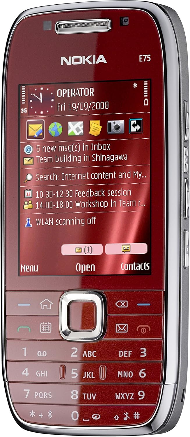 Nokia E75 50MB QWERTY UK (GSM only, No CDMA) Factory Unlocked 3G 2G GSM Cell Phone (Red) - International Version