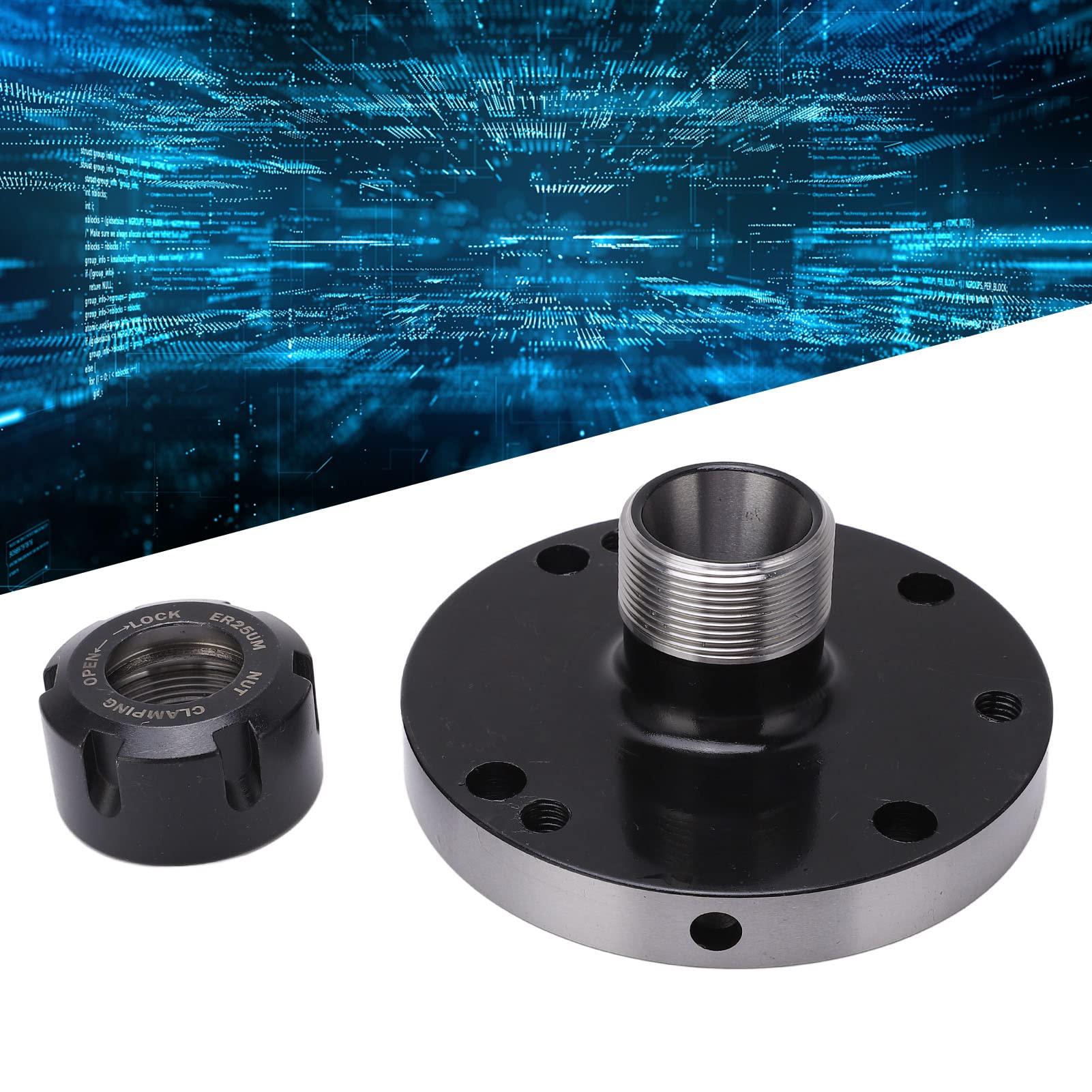 Mandrino di Precisione a Pinza in Acciaio Al Carbonio ER25 Diametro 100 Mm per Fresatrice CNC Durata e Precisione