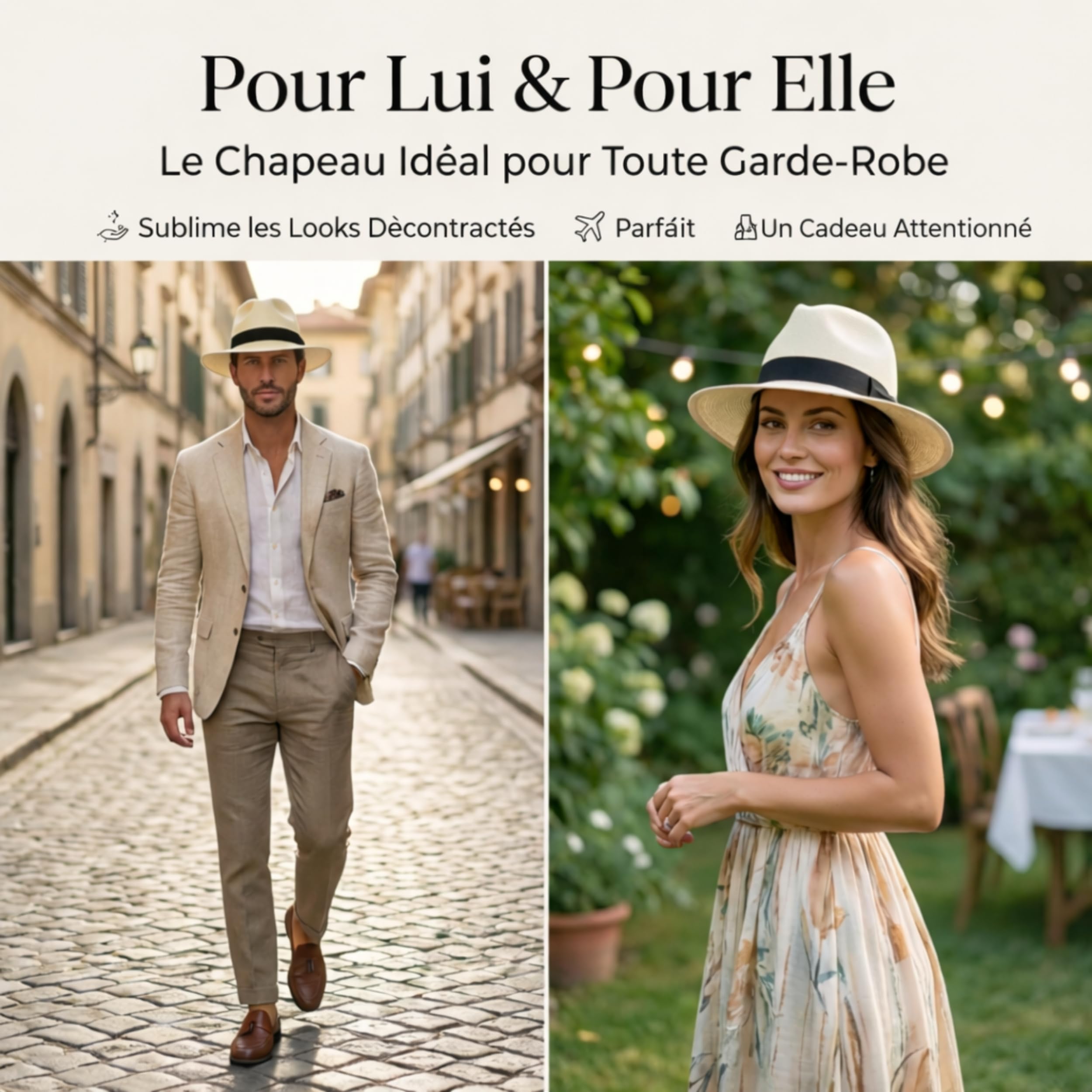 Gamboa Original Chapeau Panama Homme Femme Protection Solaire UPF+50 e Paille Solei