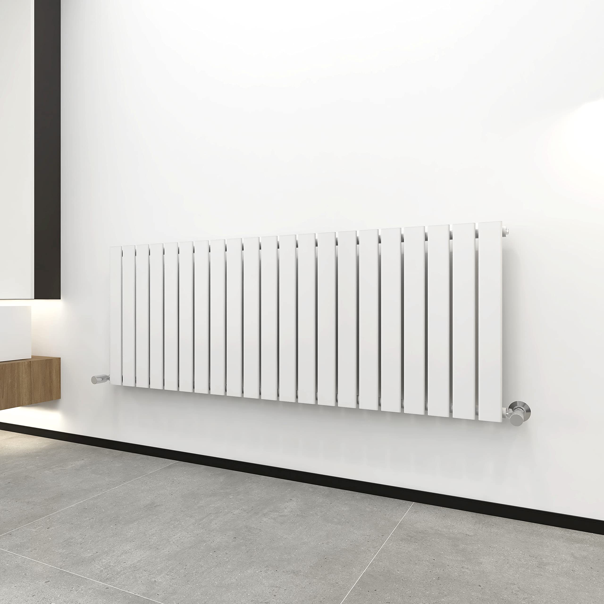 Mcc Direct White Radiator Horizontal Vertical Designer Flat Panel Central Heating Radiator 600Mm Height (600X1428mm Single, )