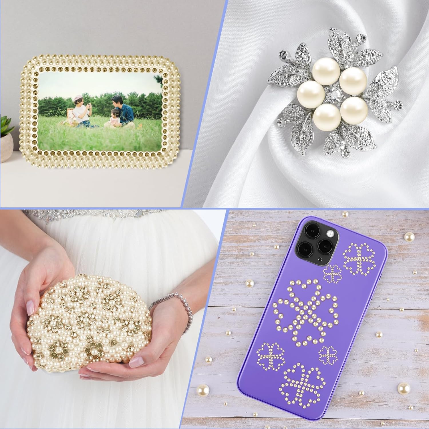 NACHLYNN 12000 Pcs Half Pearl Bead 8 Sizes Beige Flatback Pearl Beads Half Round Pearls for Crafts Graduation Cap Embellishment Shoes Phone Case Making - Image 7