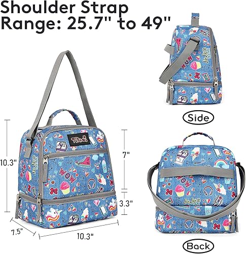 Miniatura 8 de Tilami Bolsas de almuerzo aisladas con correa ajustable, bolsas enfriadoras resistentes al agua, bolsas Bento para niños pequeños, Girasol,